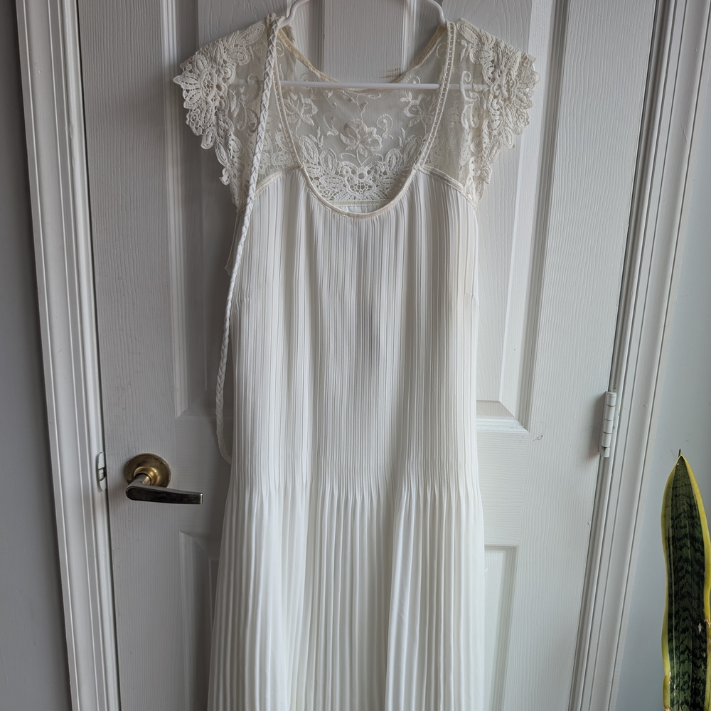Avenue White Pleated Halter Maxi Dress